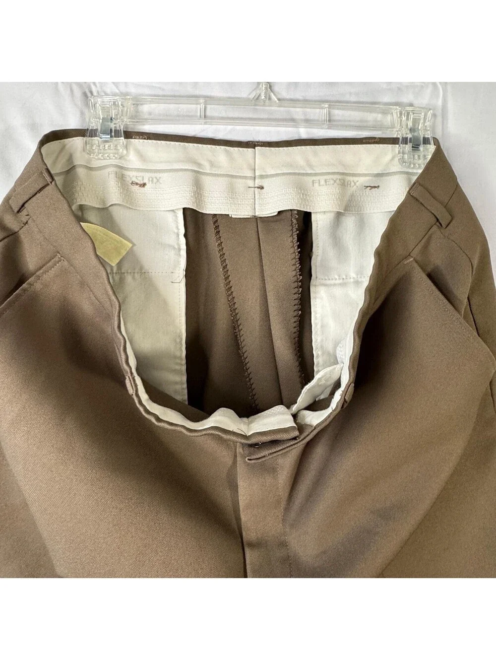 Perma-Prest Dress Pants Mens 38W 30L Khaki Brown Reg Fit Work Flexslax USA